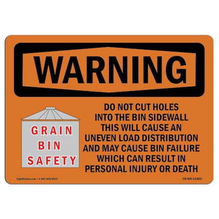 OSHA WARNING, 12 Height, 18 Width, Peel And Stick Wall Graphic